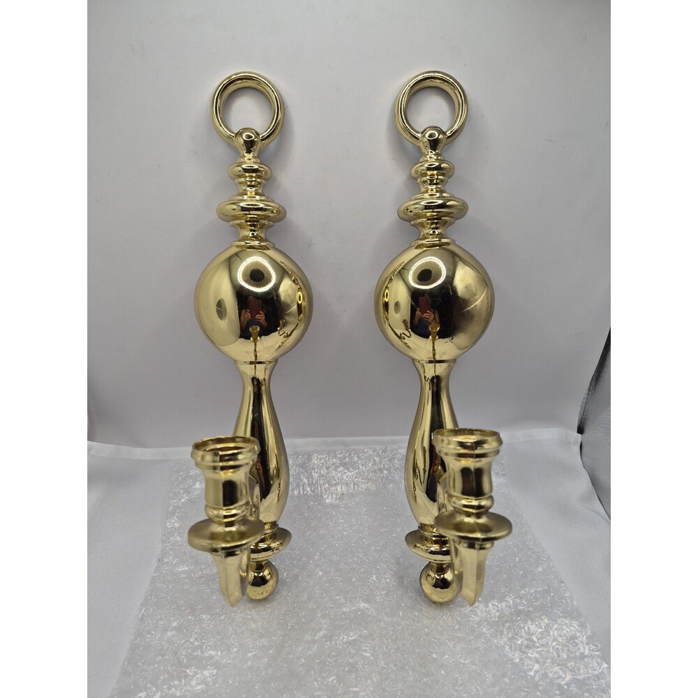 Syroco Vintage 1977 Wall Sconces by Syroco and High-shine Gold Finish Set of 2